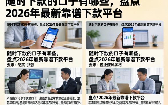 随时下款的口子有哪些，盘点2026年最新靠谱下款平台