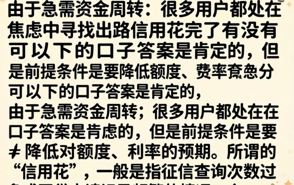 信用花了有没有能下的口子？信用花户哪里还能借到钱