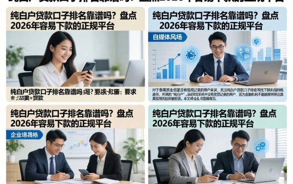 纯白户贷款口子排名靠谱吗？盘点2026年容易下款的正规平台