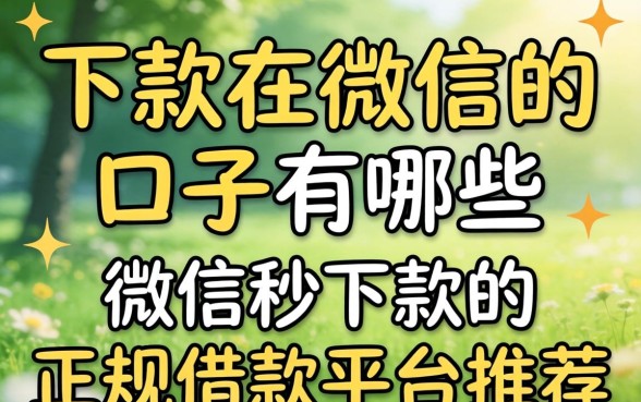 下款在微信的口子有哪些,微信秒下款的正规借款平台推荐 微信秒下款的正规借款平台推荐