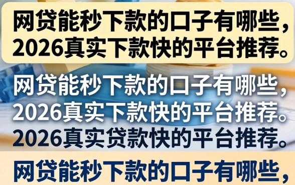 网贷能秒下款的口子有哪些,2026真实下款快的平台推荐 2026真实下款快的平台推荐