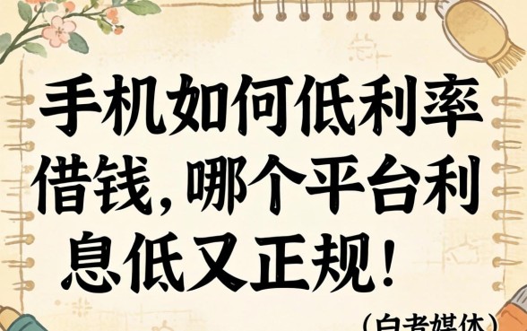 手机如何低利率借钱，哪个平台利息低又正规？