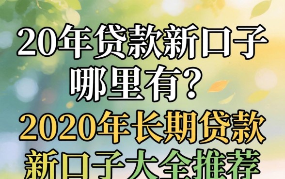 20年贷款新口子哪里有？2020年长期贷款新口子大全推荐