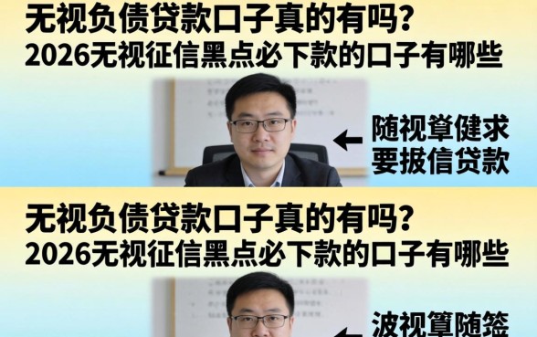 无视负债贷款口子真的有吗？2026无视征信黑户必下款的口子有哪些