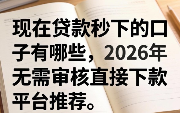 2026年无需审核直接下款的平台推荐