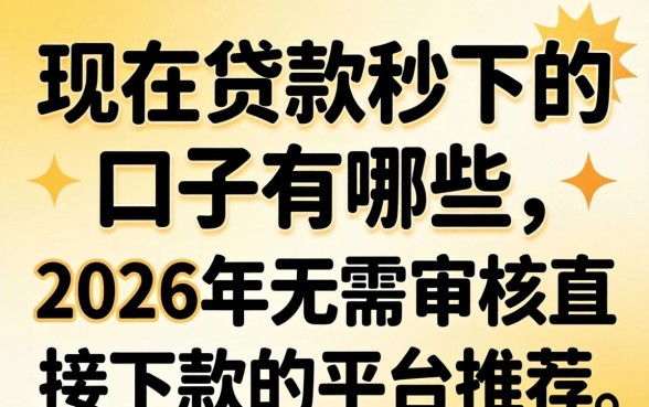 2026年无需审核直接下款的平台推荐