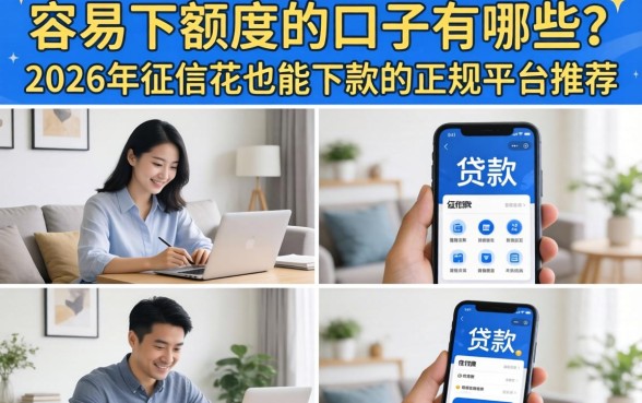容易下额度的口子有哪些?2026年征信花也能下款的正规平台推荐 2026年征信花也能下款的正规平台推荐