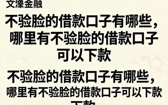 不验脸的借款口子有哪些，哪里有不验脸的借款口子可以下款