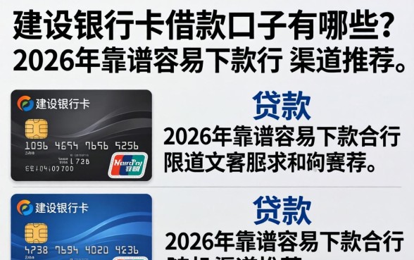 建设银行卡借款口子有哪些？2026年靠谱容易下款的渠道推荐