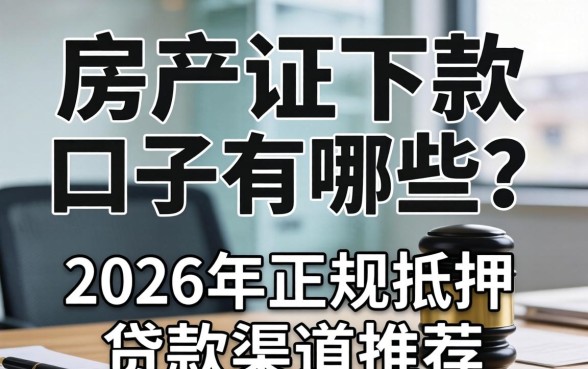 房产证下款的口子有哪些？2026年正规抵押贷款渠道推荐