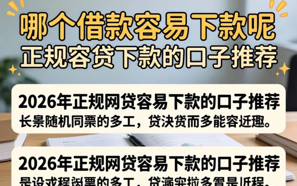 2026年正规网贷容易下款的口子推荐