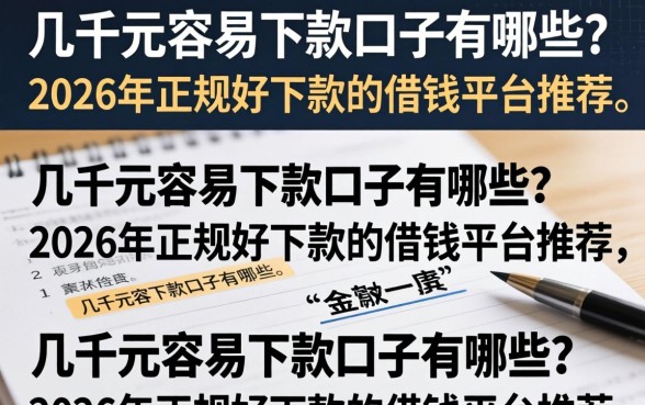 几千元容易下款口子有哪些?2026年正规好下款的借钱平台推荐 2026年正规好下款的借钱平台推荐
