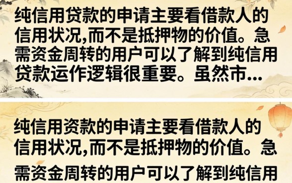 纯信用贷款的申请条件有哪些