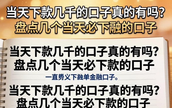 当天下款几千的口子真的有吗