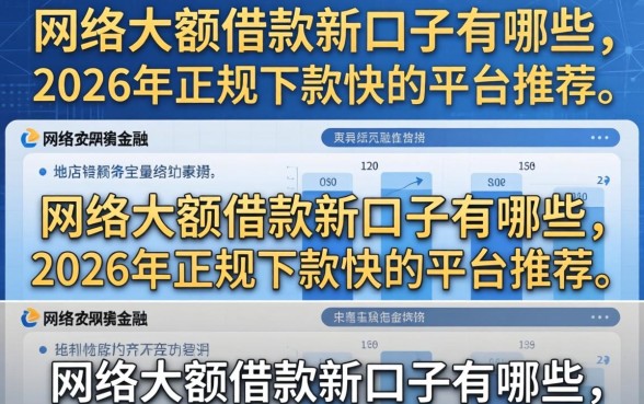 网络大额借款新口子有哪些，2026年正规下款快的平台推荐