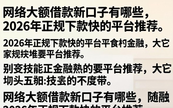 网络大额借款新口子有哪些,2026年正规下款快的平台推荐 2026年正规下款快的平台推荐