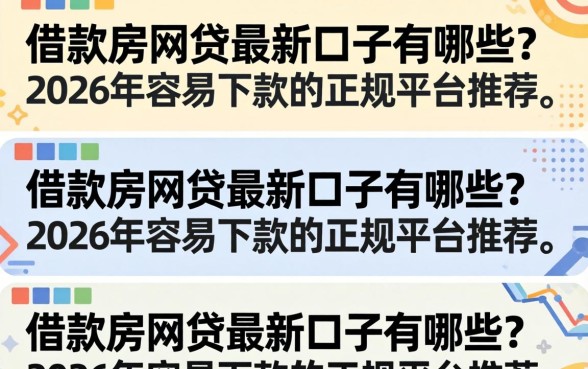 借款房网贷最新口子有哪些?2026年容易下款的正规平台推荐 2026年容易下款的正规平台推荐