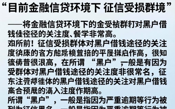 征信黑户哪里可以借到钱