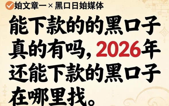 2026年还能下款的黑口子在哪里找