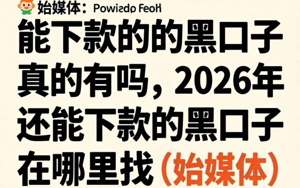 2026年还能下款的黑口子在哪里找