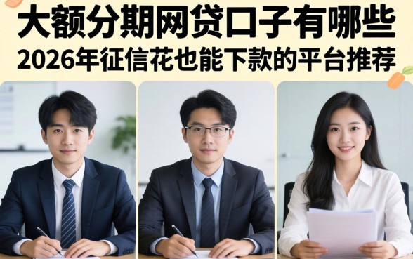 大额分期网贷口子有哪些，2026年征信花也能下款的平台推荐