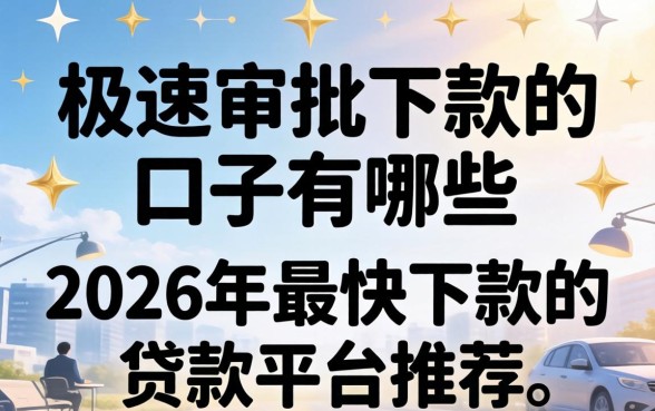 极速审批下款的口子有哪些，2026年最快下款的贷款平台推荐