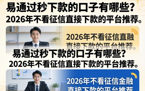 易通过秒下款的口子有哪些?2026年不看征信直接下款的平台推荐 2026年不看征信直接下款的平台推荐