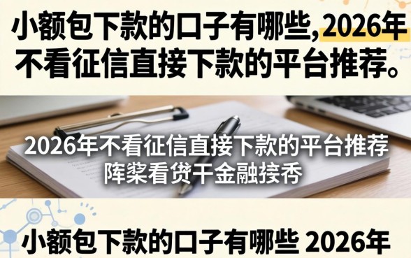 小额包下款的口子有哪些，2026年不看征信直接下款的平台推荐