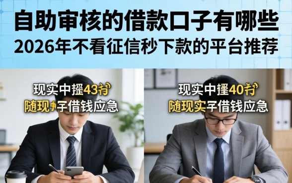 自助审核的借款口子有哪些，2026年不看征信秒下款的平台推荐