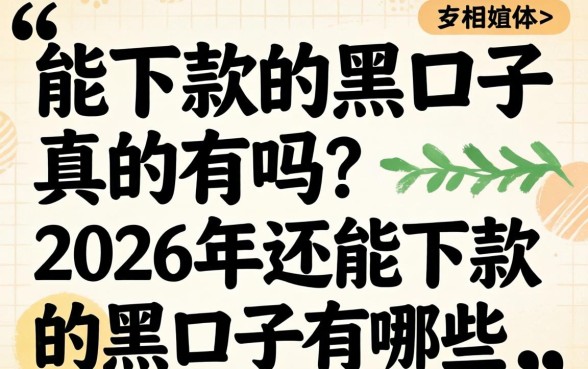 能下款的黑口子真的有吗?2026年还能下款的黑口子有哪些 2026年还能下款的黑口子有哪些