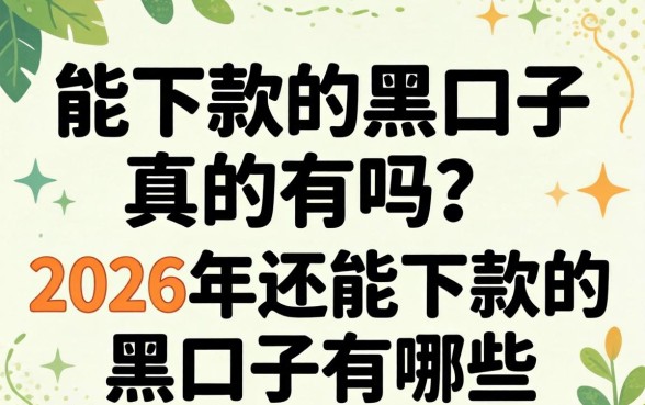 能下款的黑口子真的有吗?2026年还能下款的黑口子有哪些 2026年还能下款的黑口子有哪些