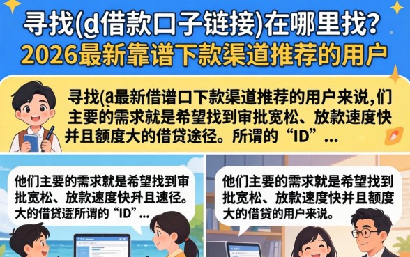 {id借款口子链接}在哪里找？2026最新靠谱下款渠道推荐