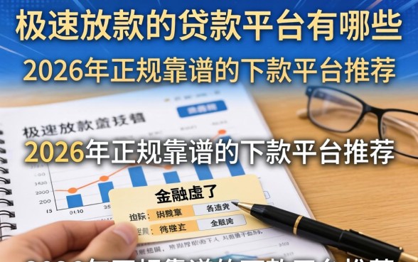极速放款的贷款平台有哪些，2026年正规靠谱的下款平台推荐