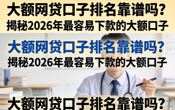 大额网贷口子排名靠谱吗?揭秘2026年最容易下款的大额口子 揭秘2026年最容易下款的大额口子