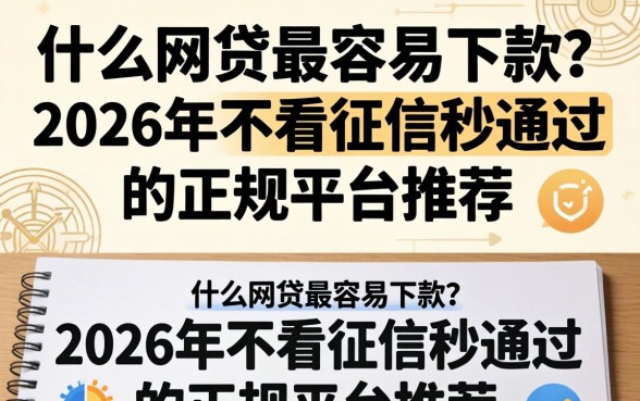 什么网贷最容易下款？2026年不看征信秒通过的正规平台推荐