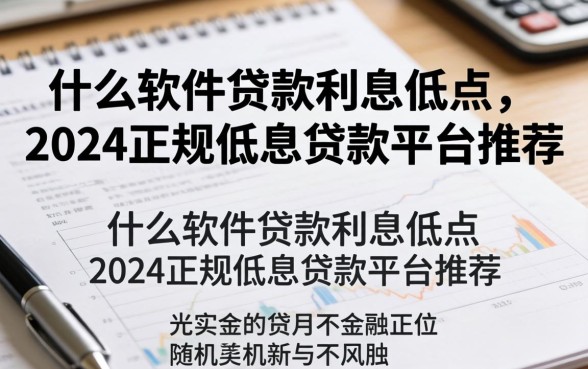 什么软件贷款利息低点，2024正规低息贷款平台推荐