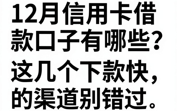 12月信用卡借款口子有哪些？这几个下款快的渠道别错过