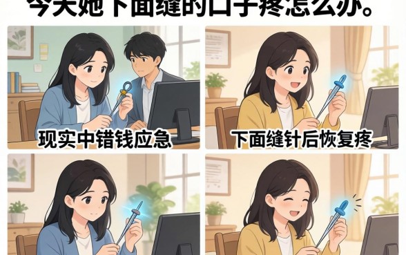 今天她下面缝的口子疼怎么办，下面缝针后多久能完全恢复不疼
