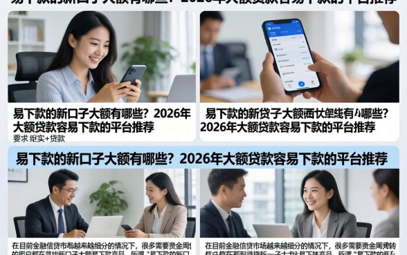 易下款的新口子大额有哪些？2026年大额贷款容易下款的平台推荐