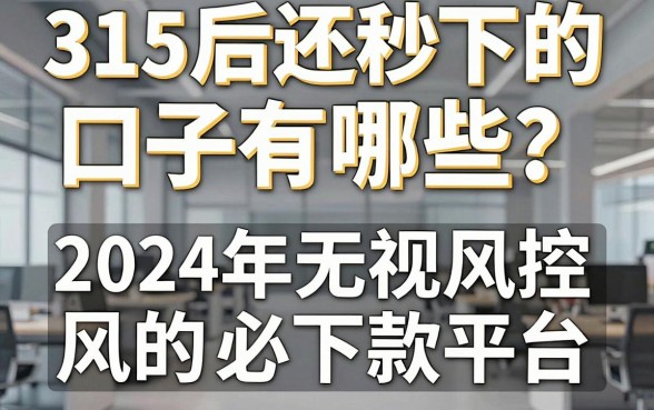 315后还秒下的口子有哪些？盘点2024年无视风控的必下款平台