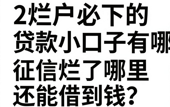 2烂户必下的贷款小口子有哪些？征信烂了哪里还能借到钱