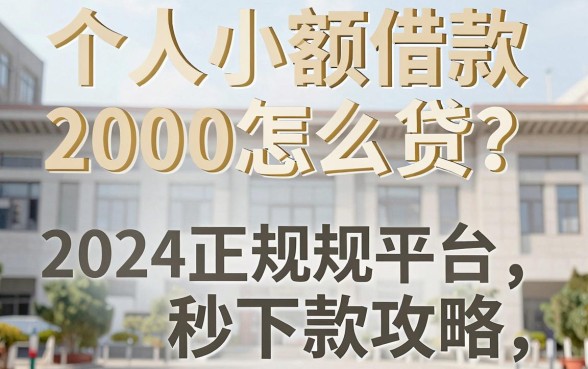 个人小额借款2000怎么贷？2024正规平台秒下款攻略
