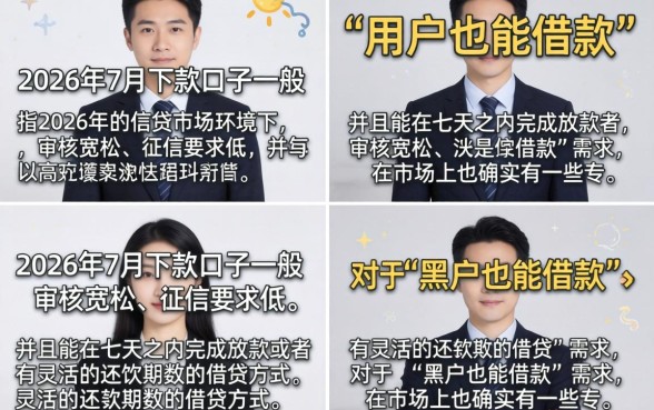 2026年7天下款口子有哪些，最新容易下款的贷款平台推荐