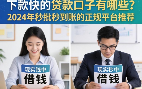 下款快的贷款口子有哪些？2024年秒批秒到账的正规平台推荐
