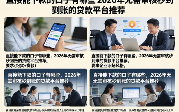 直接能下款的口子有哪些,2026年无需审核秒到账的贷款平台推荐