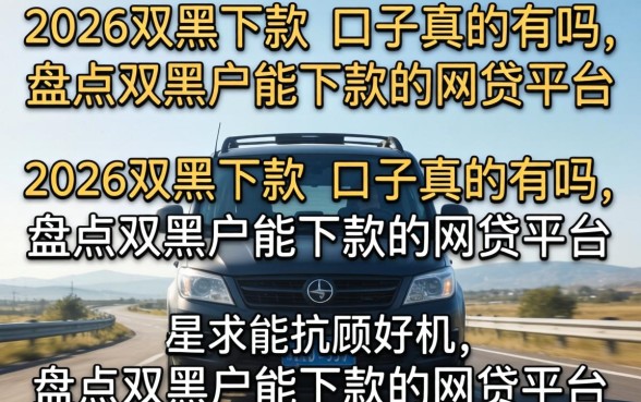 2026双黑下款的口子真的有吗，盘点双黑户能下款的网贷平台