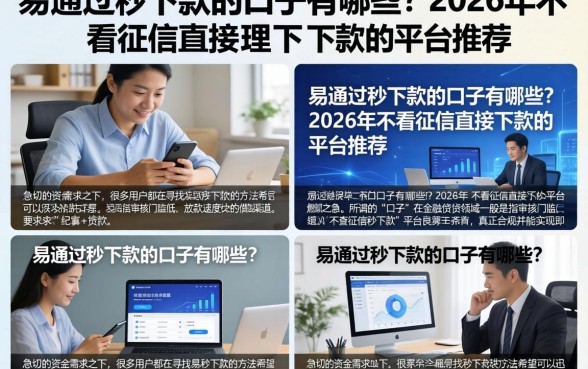 易通过秒下款的口子有哪些?2026年不看征信直接下款的平台推荐