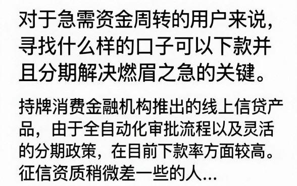 什么口子好下款可以分期？2024正规分期贷款平台推荐