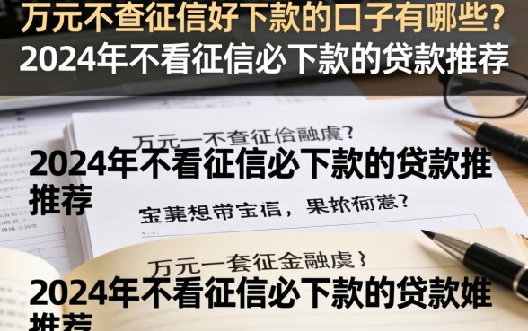 万元不查征信好下款的口子有哪些？2024年不看征信必下款的贷款推荐