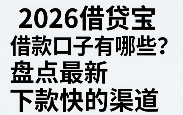 2026借贷宝借款口子有哪些？盘点最新下款快的渠道